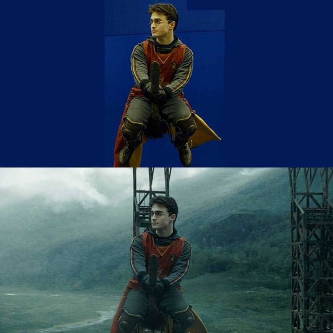 Harry Potter blue screen before and after