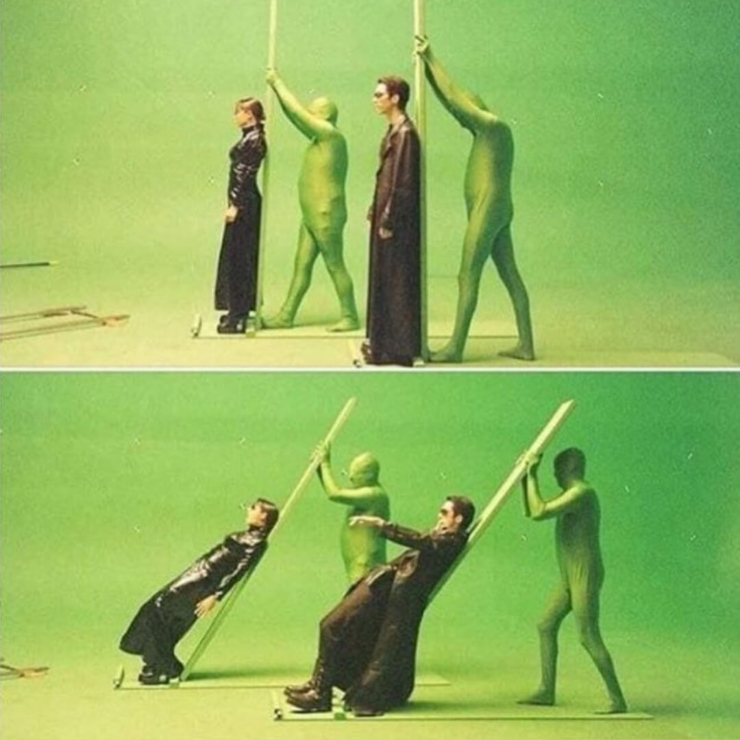 Green screen effects used in the Matrix