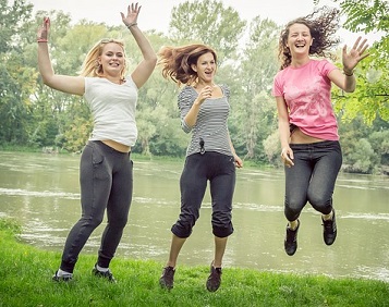 girls jumping